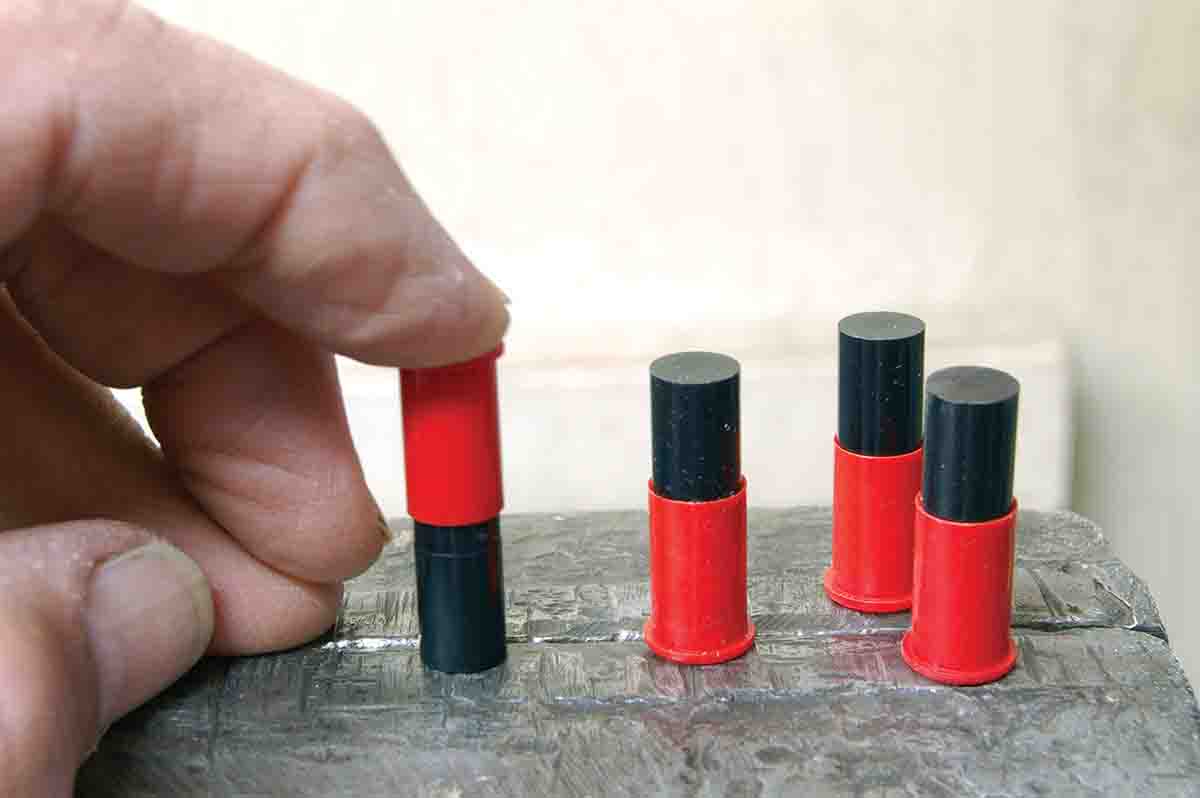 The plastic training bullets are seated by hand pressure.